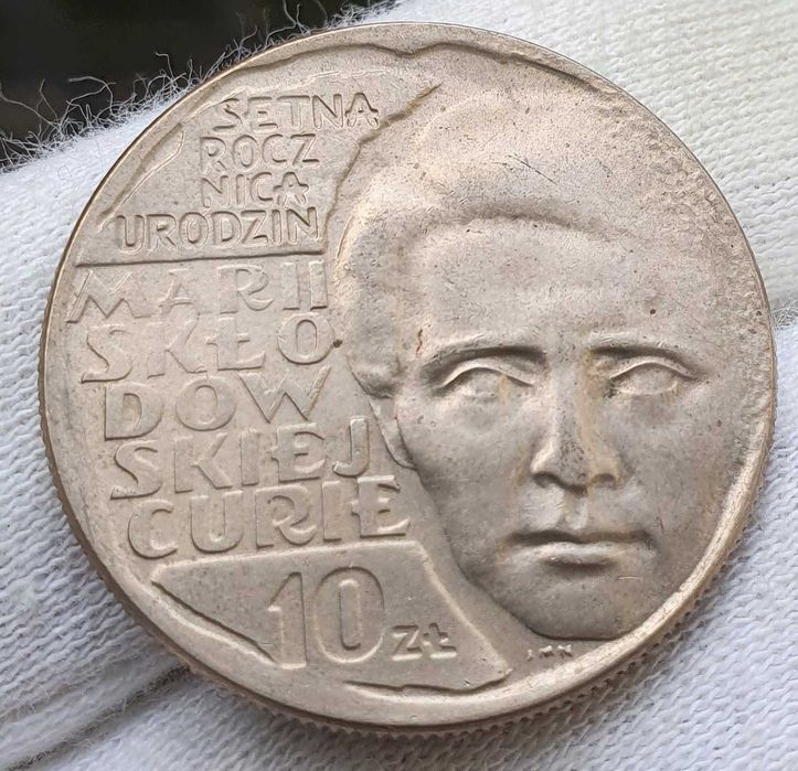 10 zł złotych 1967 , SKŁODOWSKA CURIE , stan I , mennicza