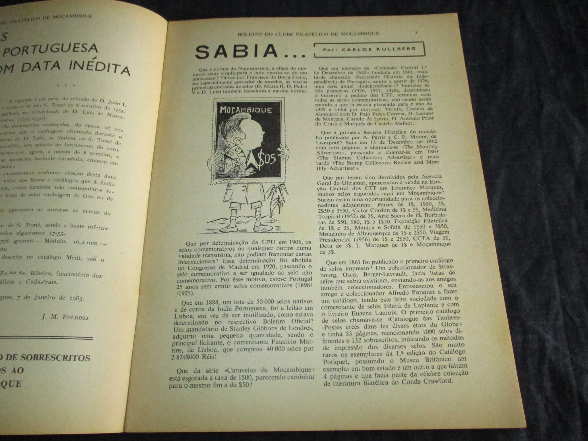 Livro Boletim do Clube Filatélico de Moçambique 1965 a 1966