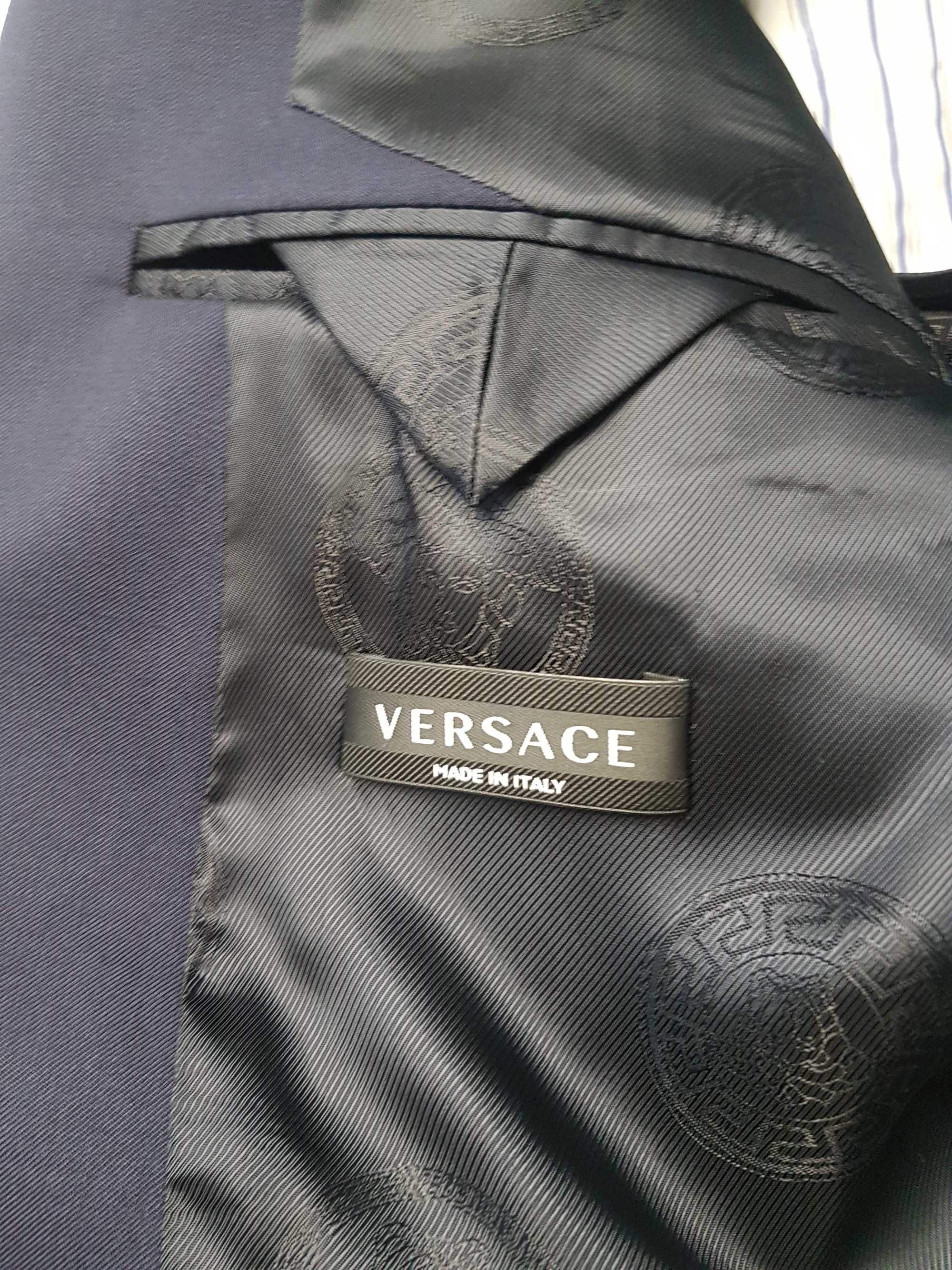 Garnitur versace meski 180/88a nowy orginal 100% granatowy