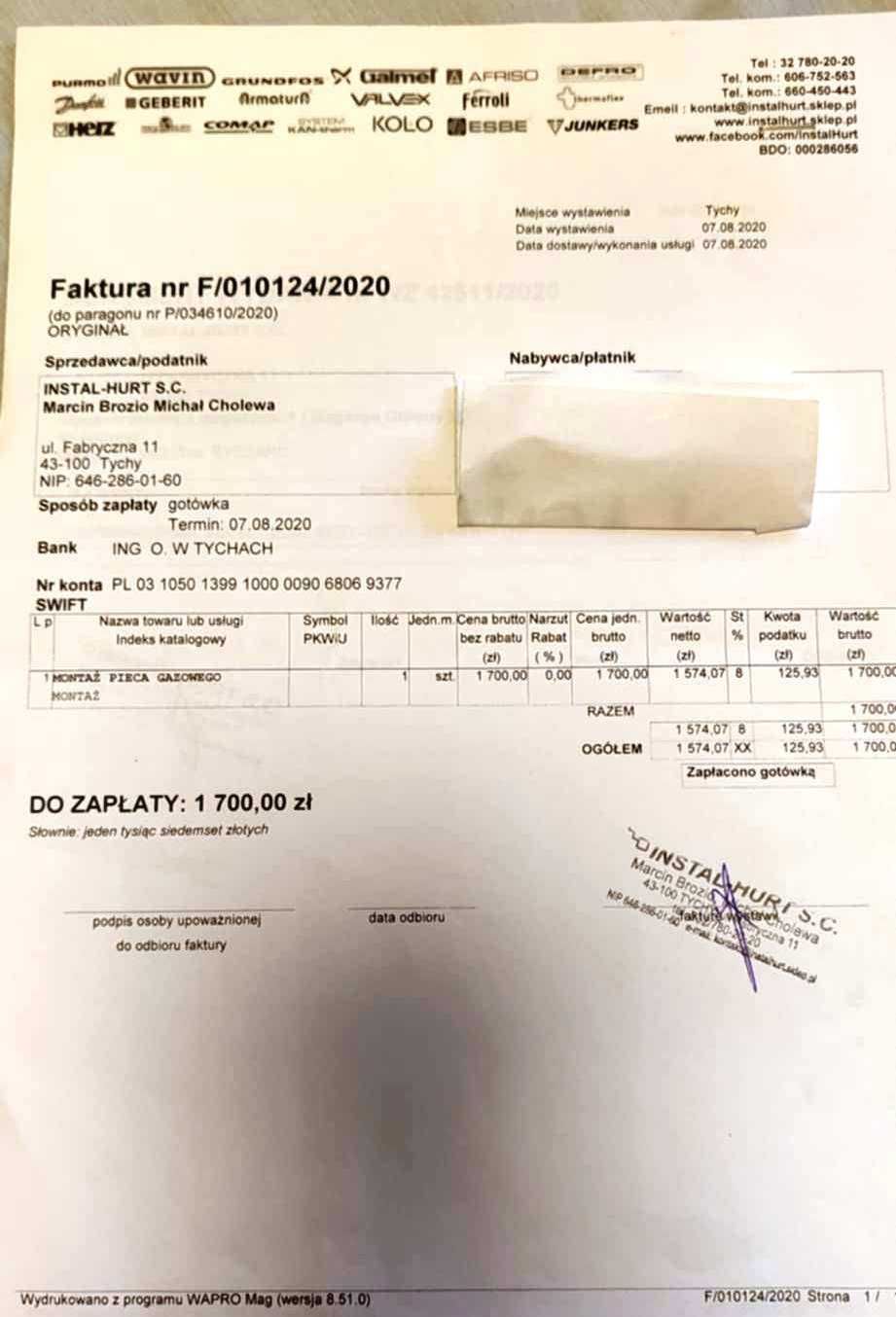 Ogrzewacz gazowy Junkers 4200 WR 10-4KB              USZKODZONY