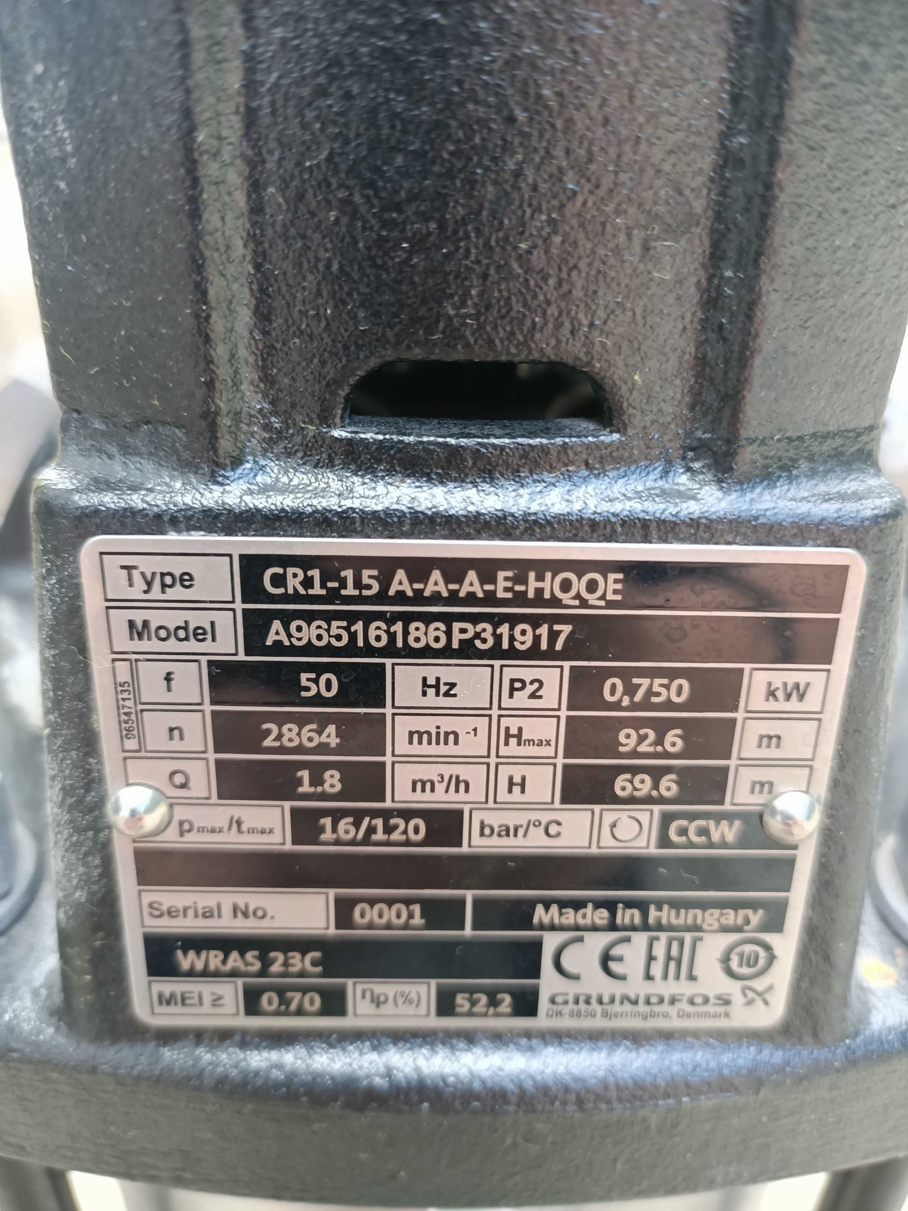 Pompa pionowa GRUNDFOS CR1-15 A-A-A-E-HQQE