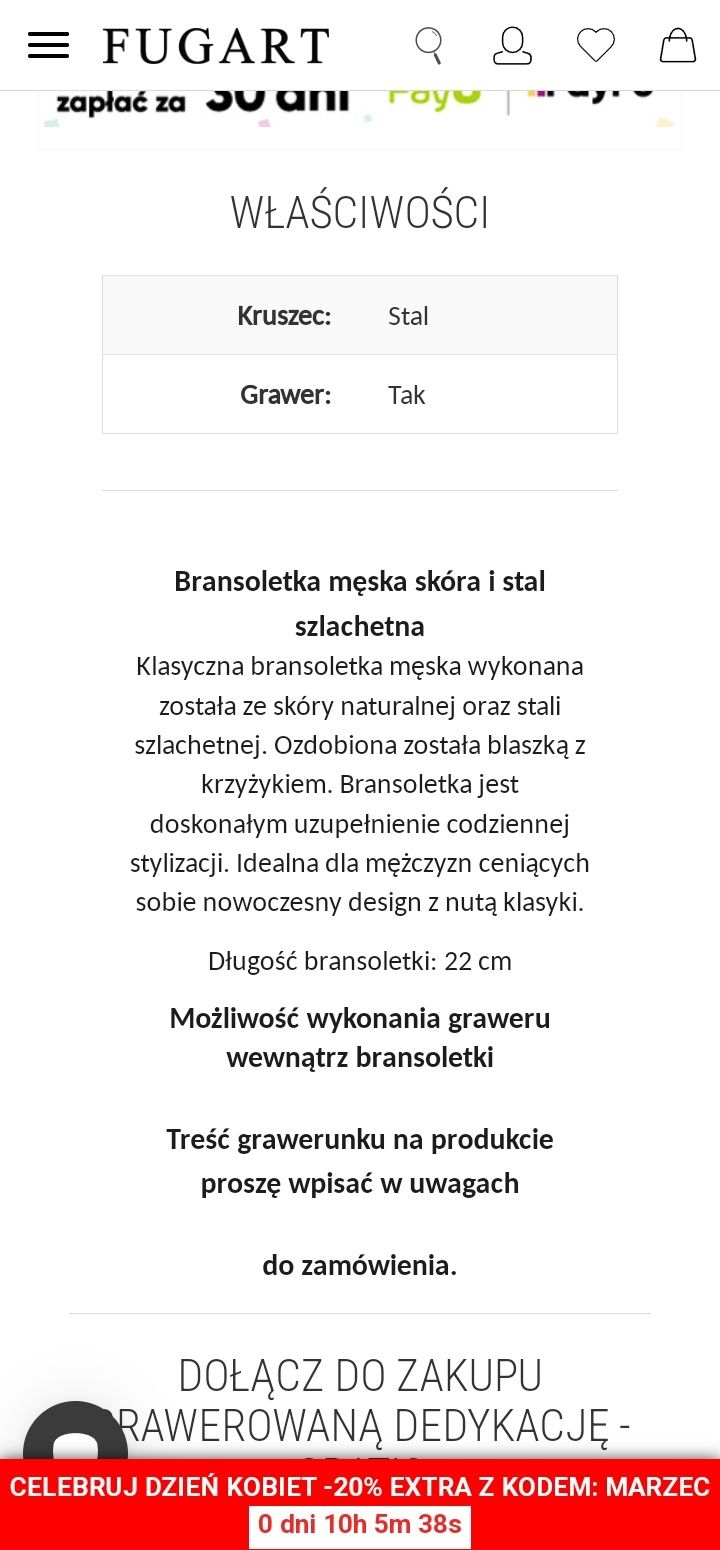 Branzoletki męskie skórzane,stalowe FugArt