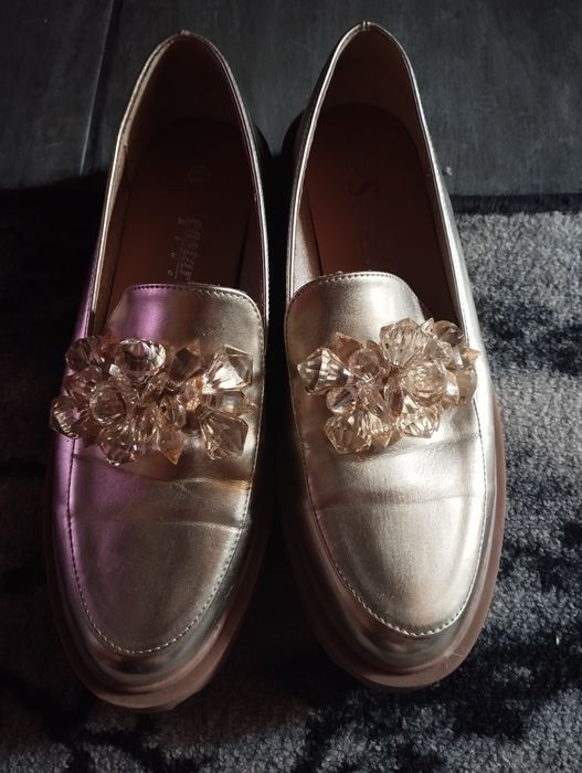 Mokasyny damskie złote