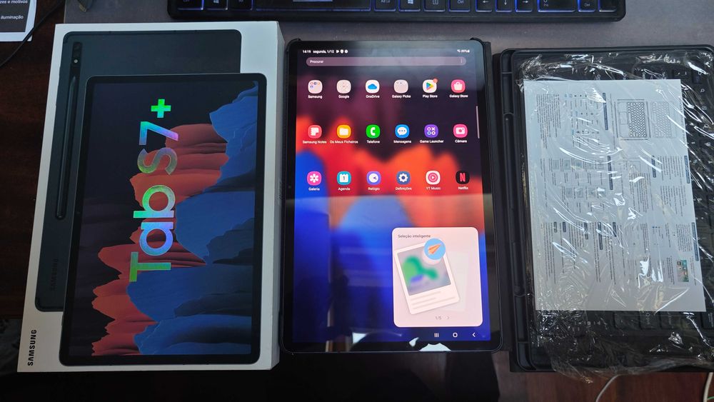 Samsung Galaxy Tab S7+ com 5Gb/128Gb, pen e teclado