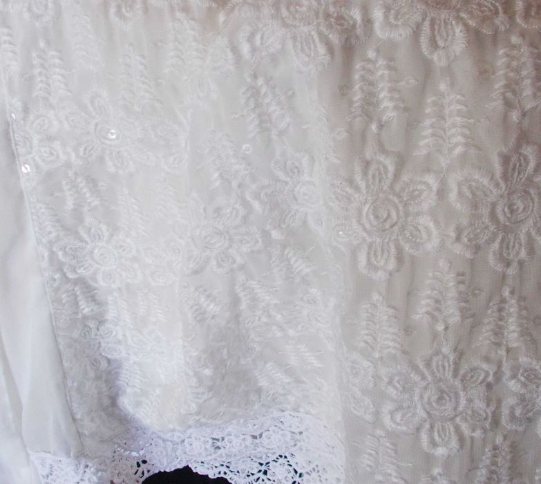 Bluzka biała mgiełka koronkowa kwiaty 36 F&F