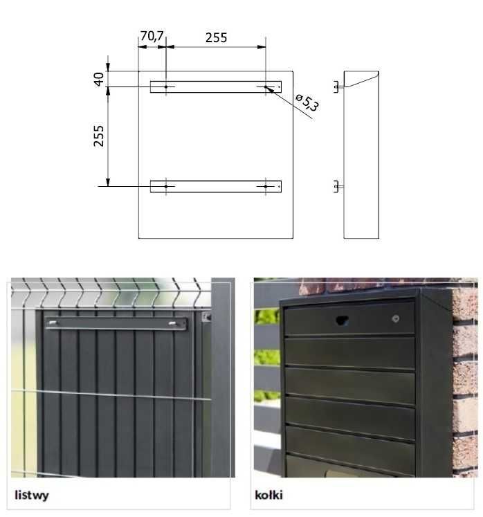 Skrzynka na listy solidna ANTRACYT DARCO Polski producent MODEL BSL-3