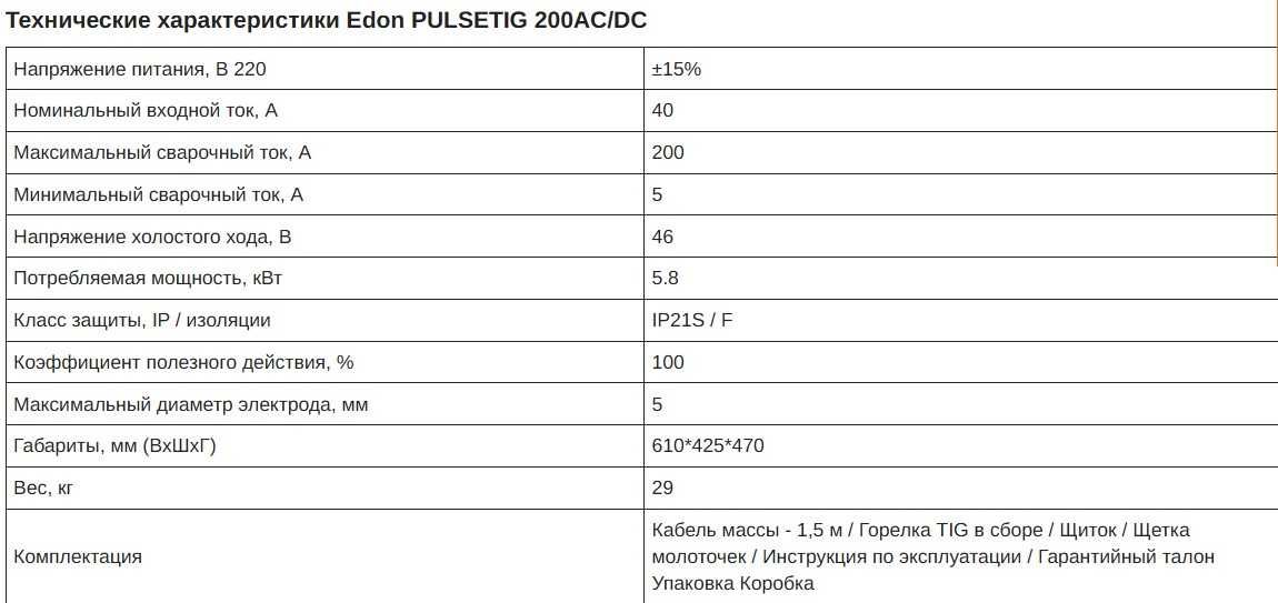 Сварочный аргоннодуговой аппарат Edon PulseTIG-200 ACDC
