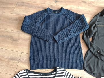 Zestaw modnych ubrań ciuchów damskich biurowe S M bluzki sweter