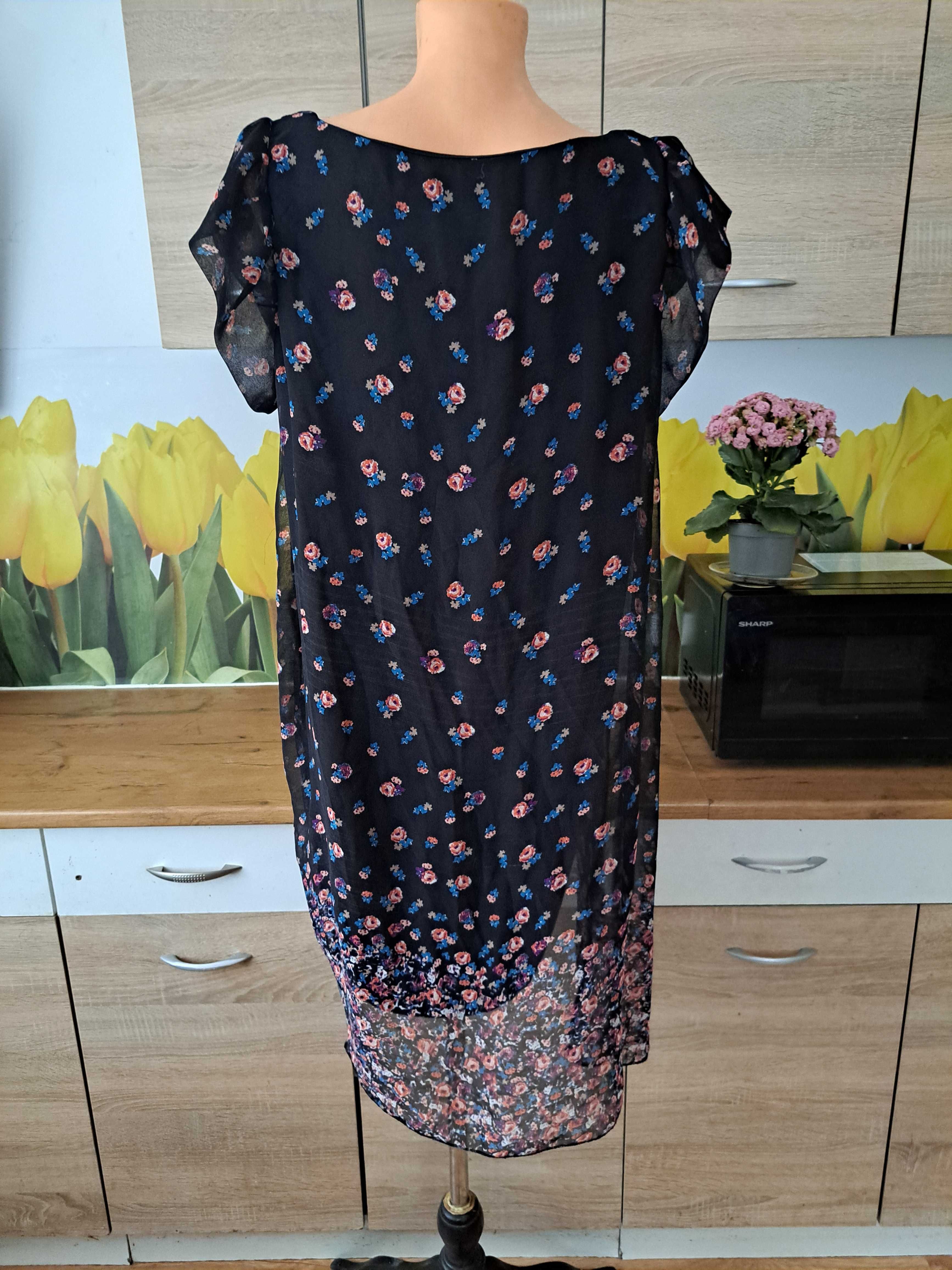 Zwiewna sukienka New Look rozmiar 44 poliester kwiaty