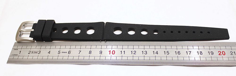 Bracelete borracha preta Relógio Mergulho Diver tipo Tropic Big Holes