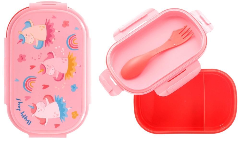 Jednorożec Pudełko Na Jedzenie + Sztućce Lunchbox Unicorn