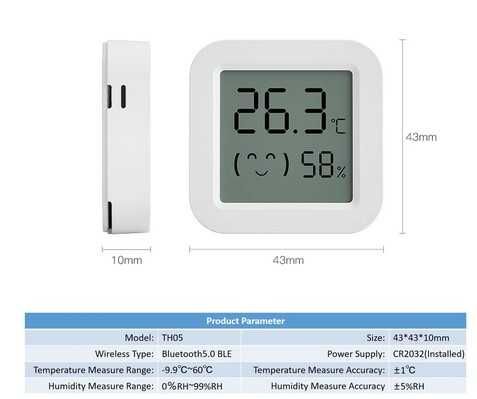 Termometr, czujnik temperatury i wilgotności Tuya Mini LCD - Bluetooth