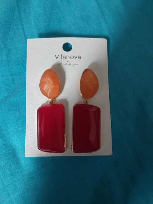 brincos laranja vermelho vilanova