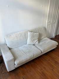 Sofa cama branco sujo em veludo coutele