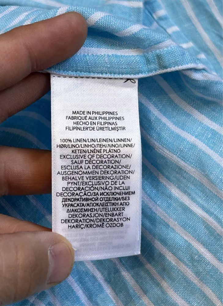 Damska Koszula Lniana Polo Ralph Lauren Relaxed Fit Len Błękitna roz S