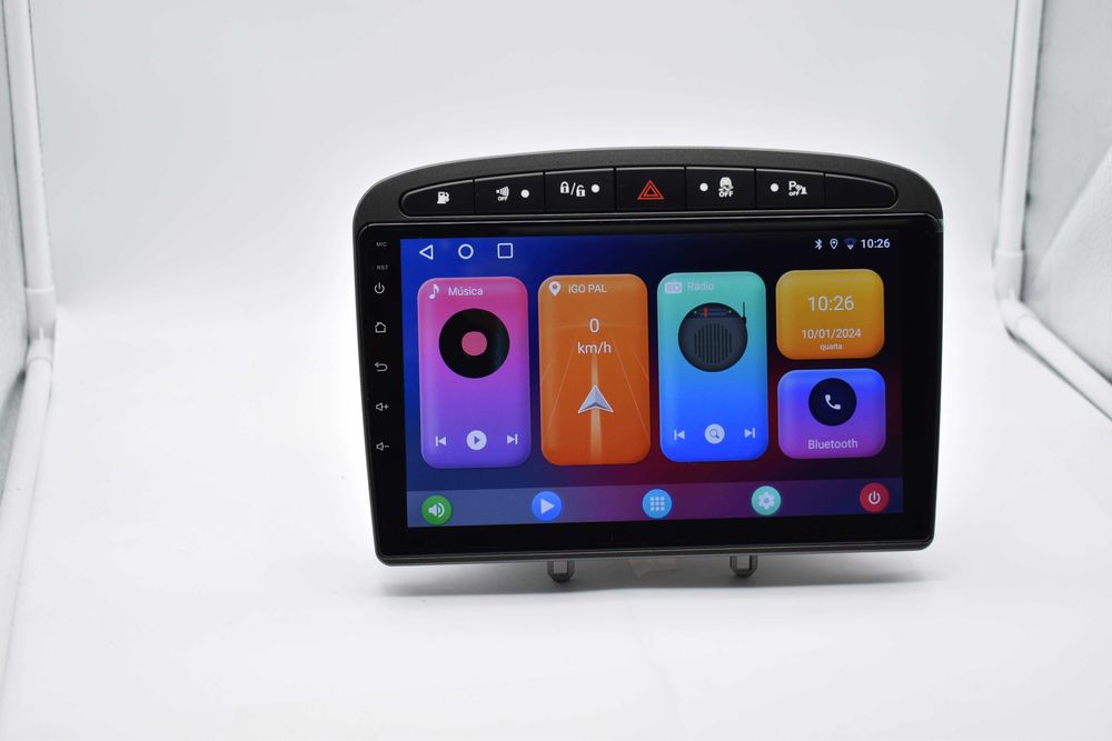 Rádio 2 DIN Android Peugeot 308 e 408 moldura Cinza + oferta de câmara