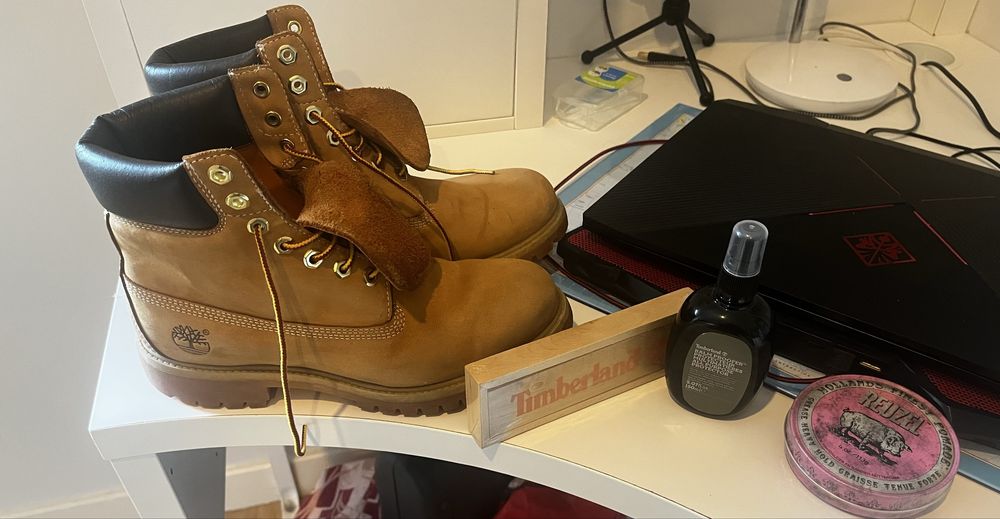 Botas timberland Original com spray, nova pomada Reuzel rosa, mikado