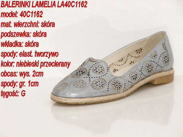 Balerinki skóra niebieskie LAMELIA 40C1162 r. 36 SALE !!!