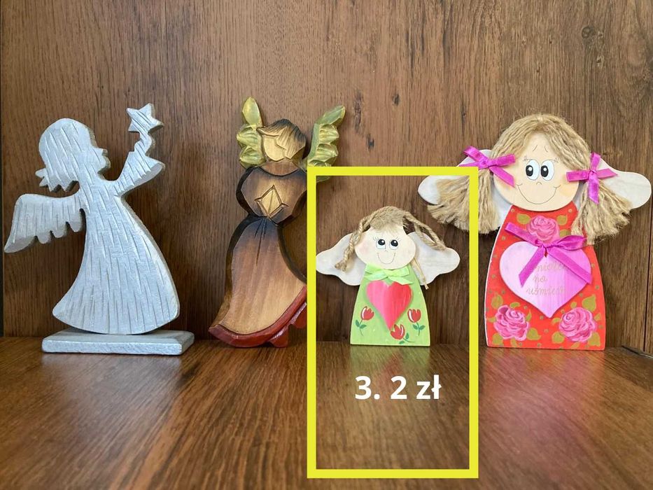 Anioł drewniany figurka do powieszenia