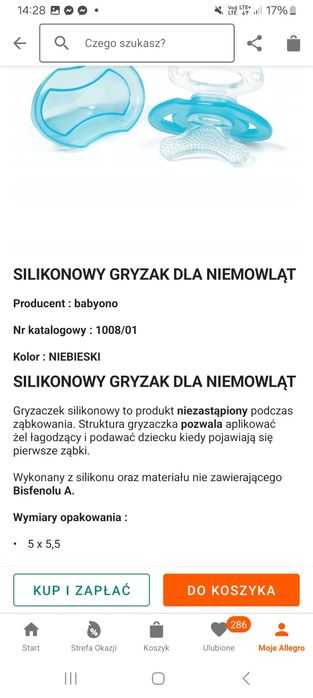 Gryzak silikonowy BabyOno niezastąpiony podczas ząbkowania!