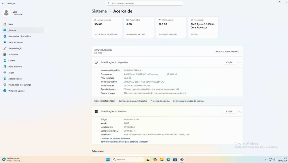 PC Gamer Ryzen 5 5600 + Radeon RX 7600 – Alto Desempenho!