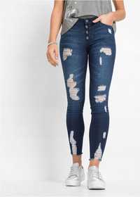 AF5139 jeansy skinny ciemne przetarcia r.40