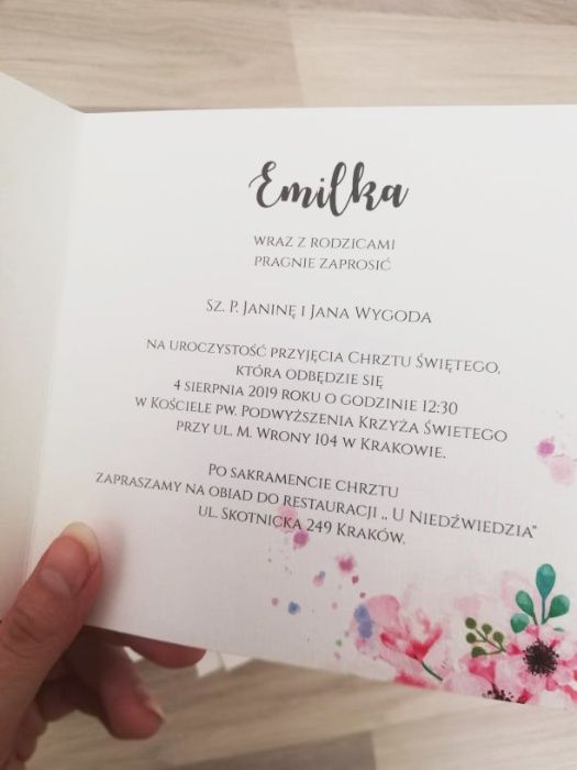 Zaproszenia na chrzest święty wzór letni