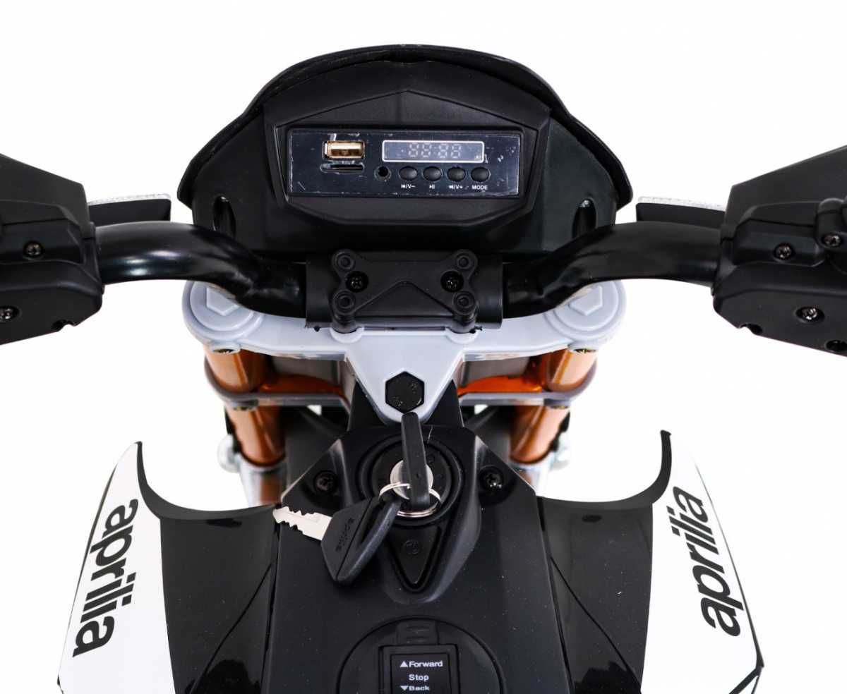 Pojazd Motor Aprilia Czarny Motorek dla dzieci na akumulator A07