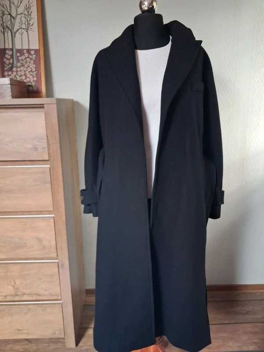 Płaszcz Zara czary wełna wełniany wiązany z paskiem rozm M