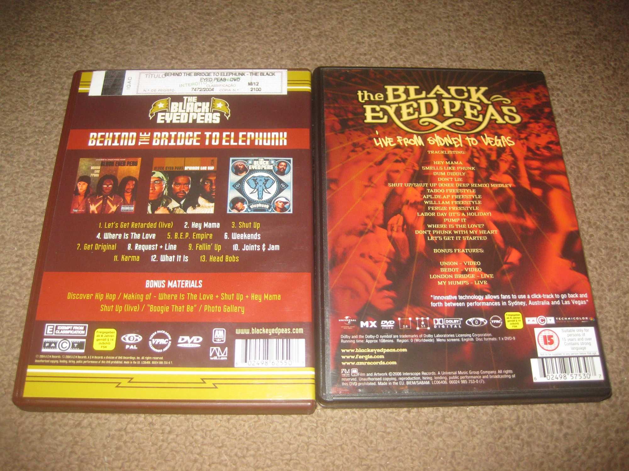 2 DVDs musicais dos "The Black Eyed Peas"