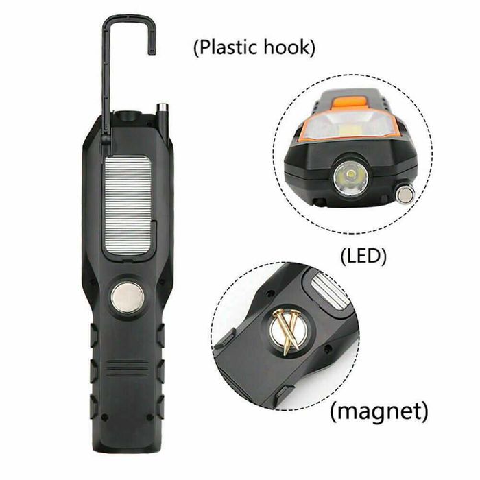 Lanterna LED Recarregável. Com iman. Ideal para o carro, oficina.