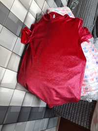 Sukienka dziewczęca welurowa czerwona 152