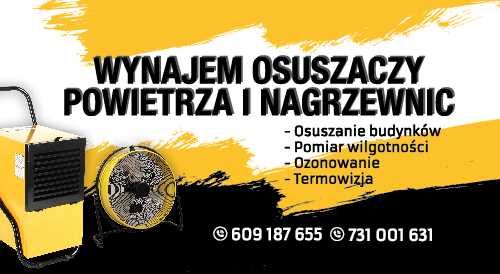 Wynajem osuszaczy powietrza osuszanie posadzek tynków gładzi budynków