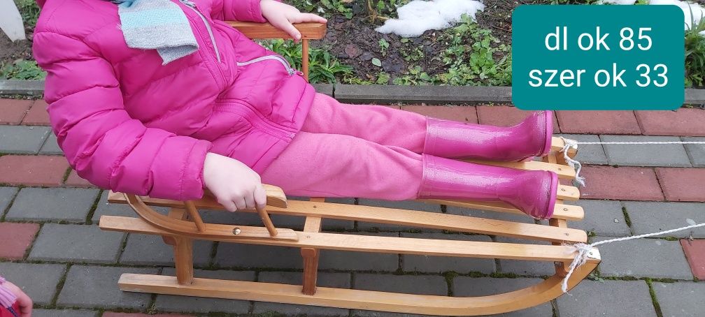 Sanki drewniane z oparciem, plastikowe ślizg