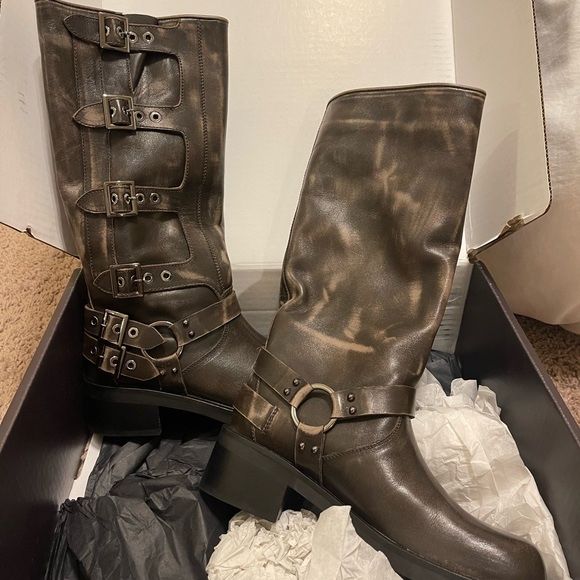 Steve Madden rocky brown distressed boots черевики чоботи