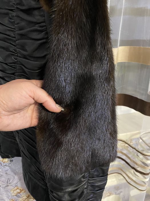 ADAMO кожаная куртка с норковыми рукавами