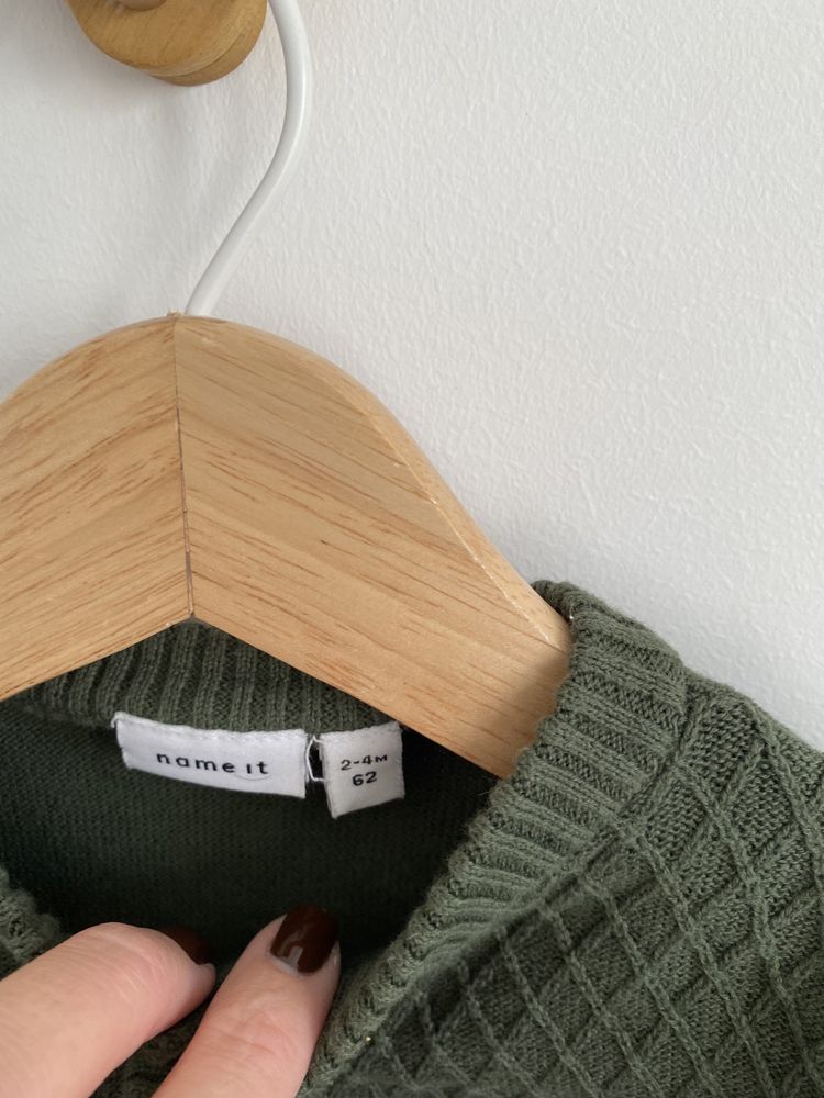 Sweter name it 62 zielony wzorek na guziki jak newbie