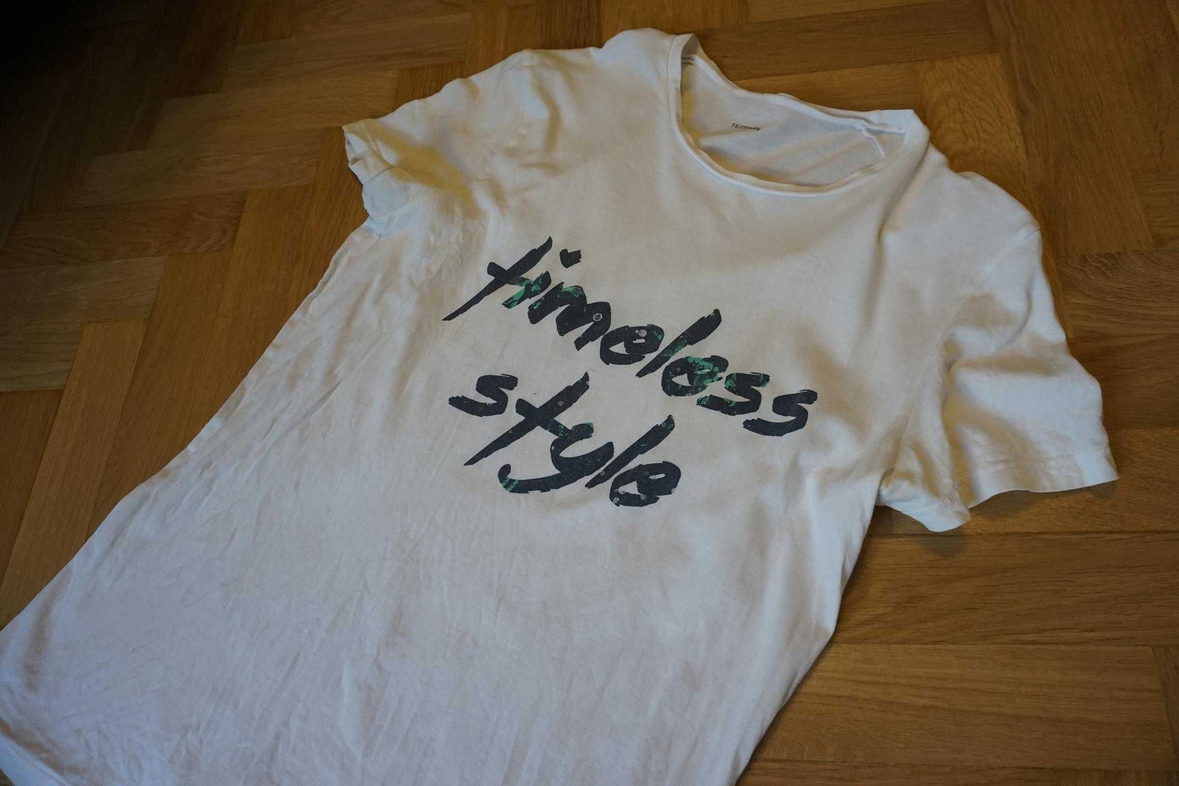 Biały T-shirt koszulka Tezenis Timeless Style prosty basic unisex M 38