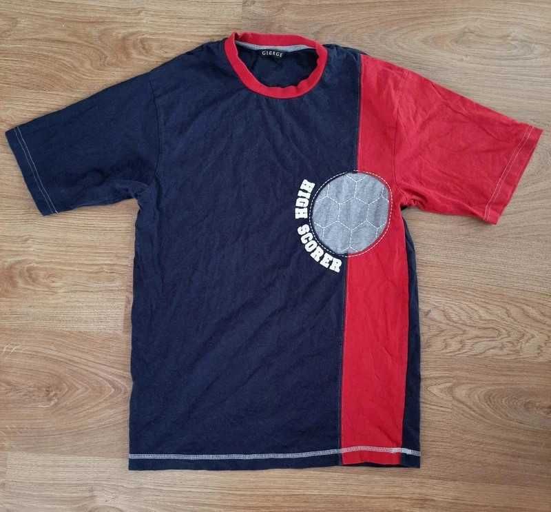 koszulka z krótkim rękawem tshirt piłka czerwona granatowa vintage