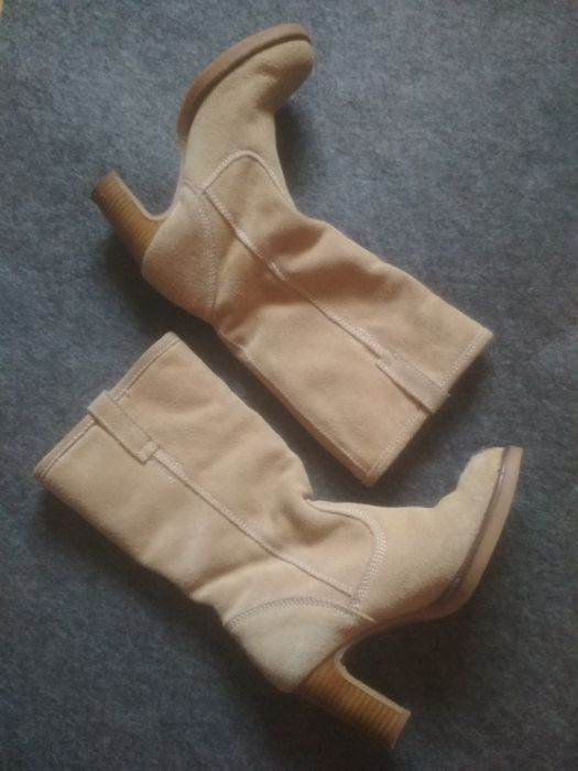 Чоботи George шкіряні зимові сапоги  натуральний замш бежеві 36