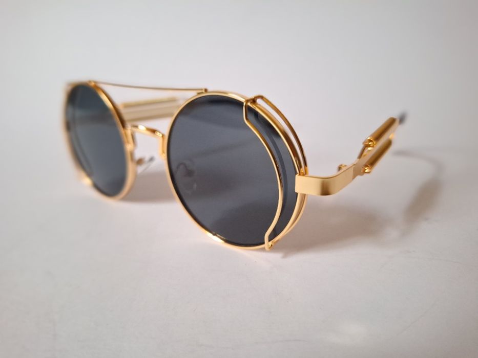 nowe metalowe okulary przeciwsłoneczne retro, vintage, steampunk