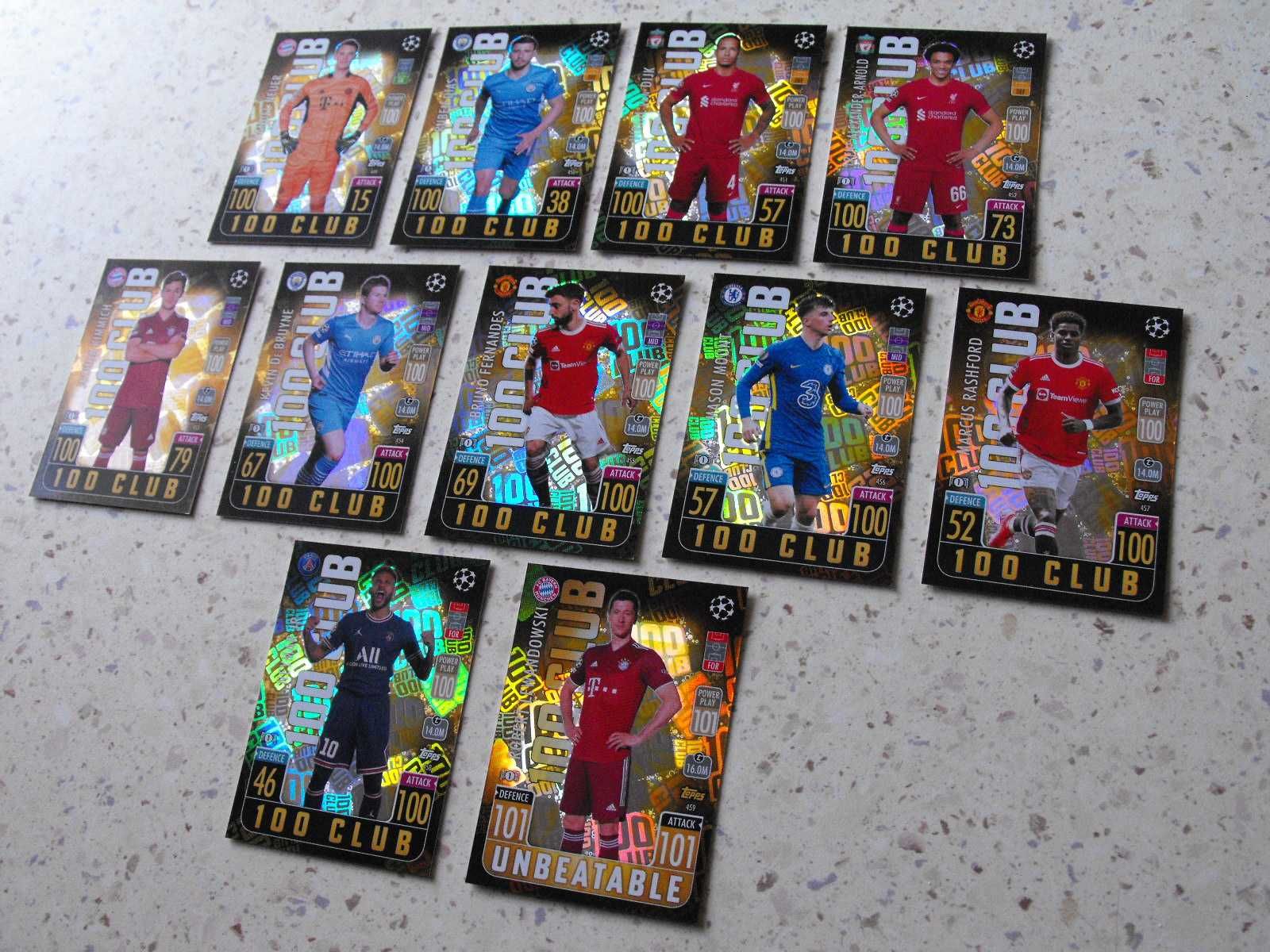 Karty 100 CLUB, topps MATCH ATTAX 2022, komplet 100 CLUB