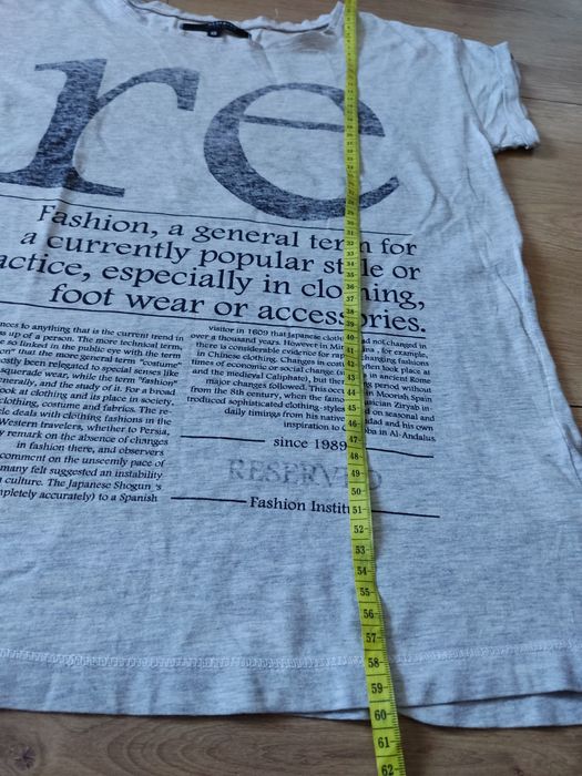Bluzka damska koszulka t-shirt oversize XS S 36 z nadrukiem gazeta