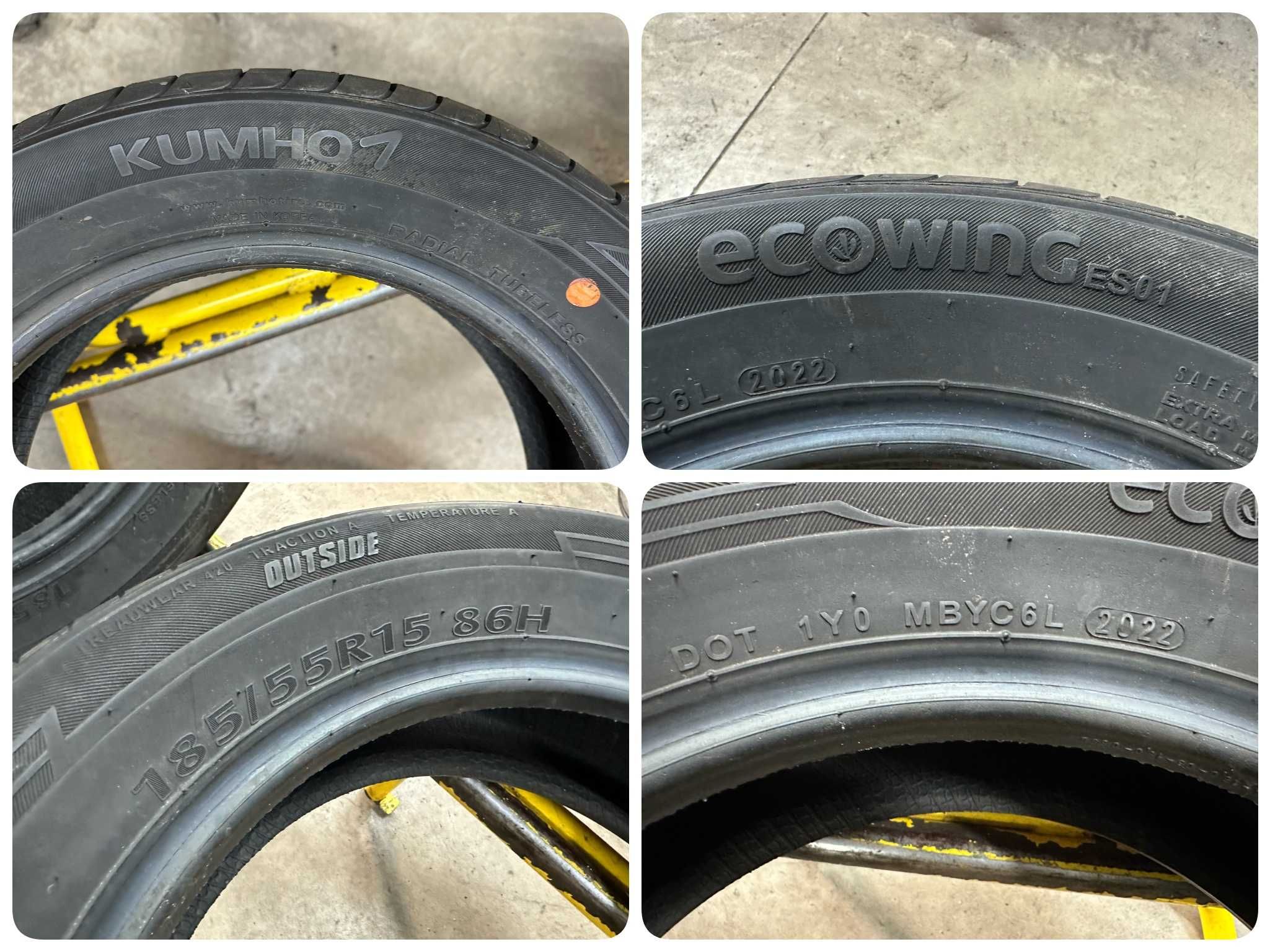 4X Opony Letnie 185/55R15 86H KUMHO ECOWING ES01 NOWE 7MM 2022 Rok