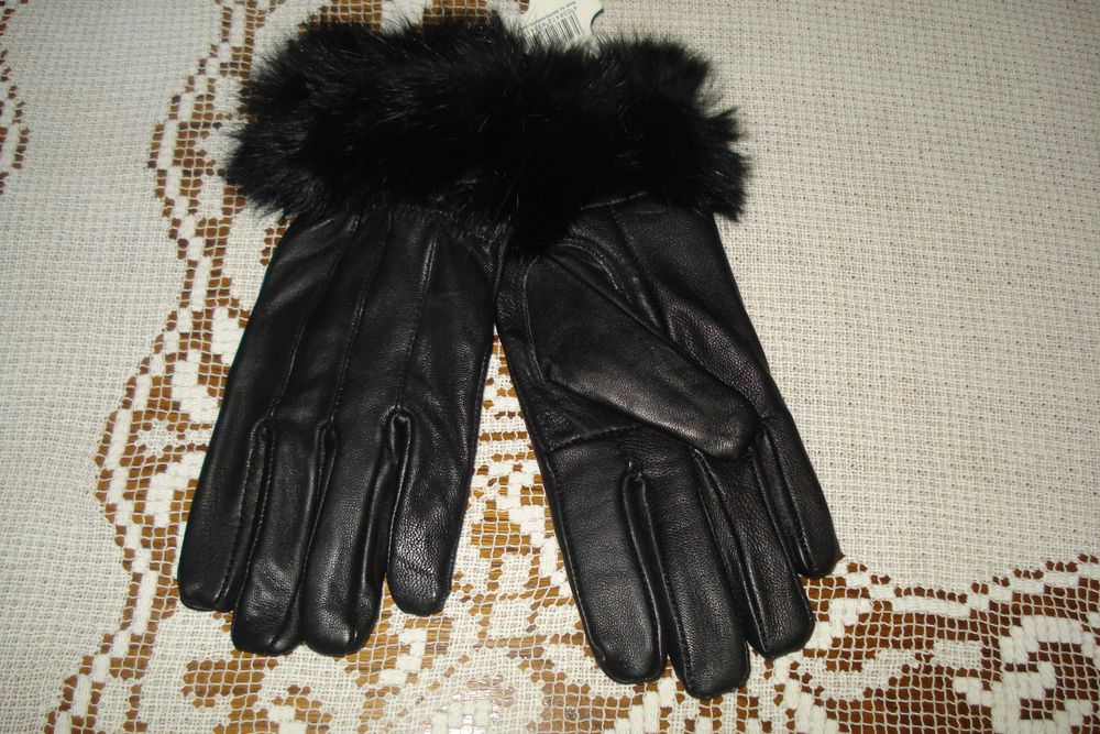 Świetne rękawice skórkowe z futerkiem