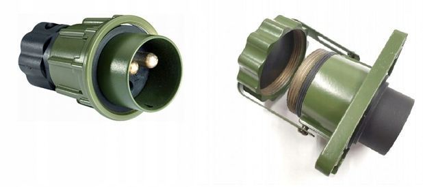 Wtyczka + Gniazdo Metalowe 24V 2pin Zaciskane NATO