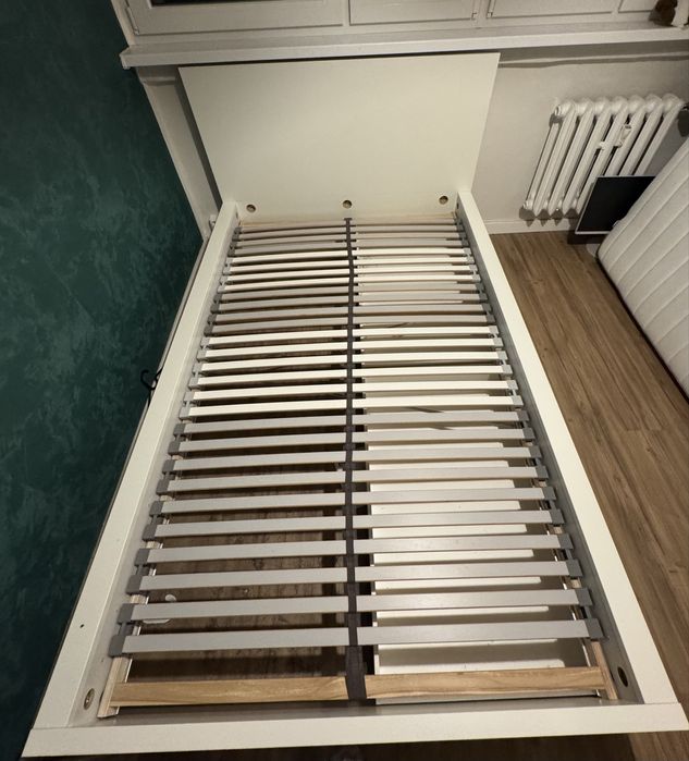 MALM rama łóżka z 2 pojemnikami, biały/Lönset, 120x200 cm