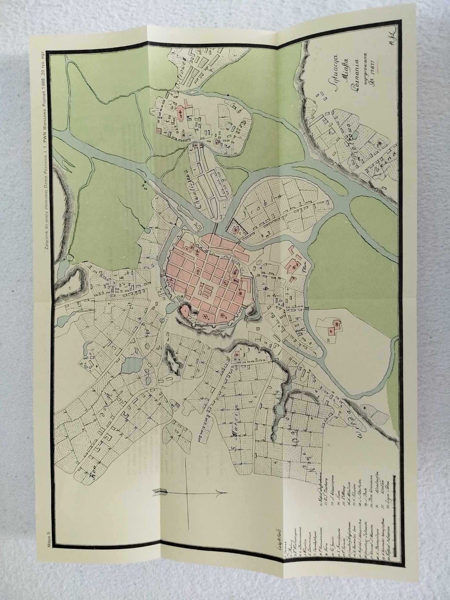 mapa Sytuacja Miasta Poznania wyrys. 1787, PWN Warszawa Poznań 1988