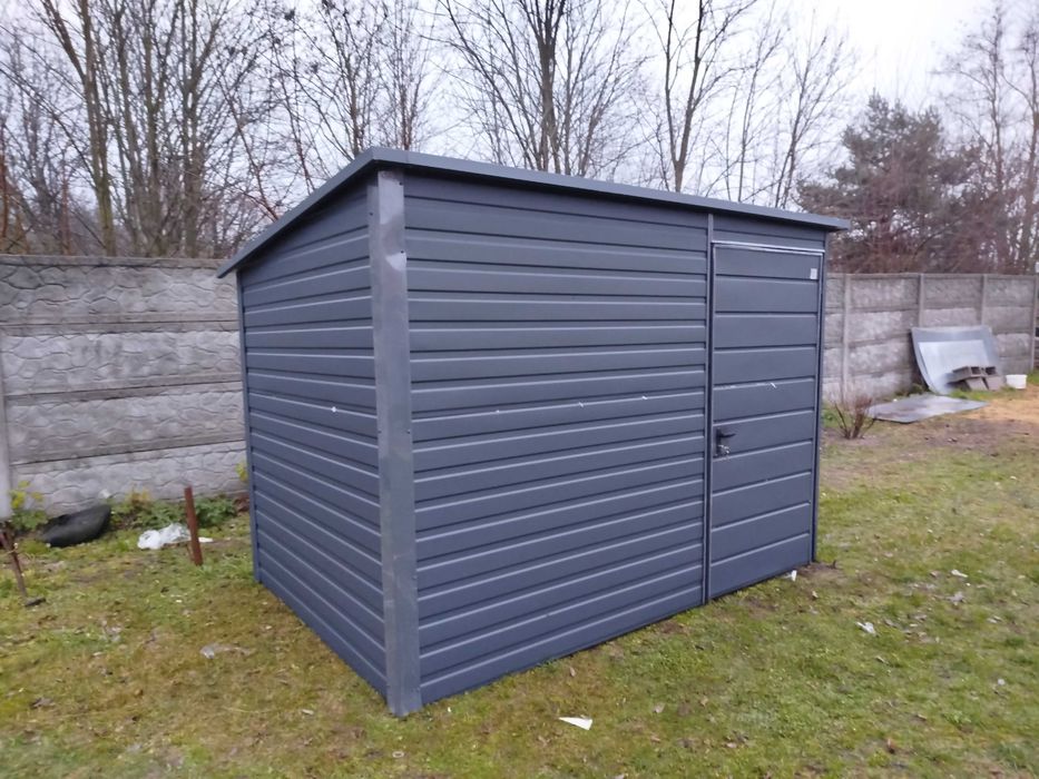 Garaż Blaszany Grafitowy do ogrodu / na działkę - Schowek  - Maj-Blach