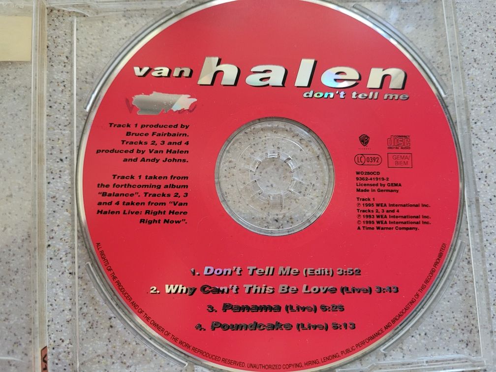 Maxi CD Van Halen Don't Tell Me 1995 WEA